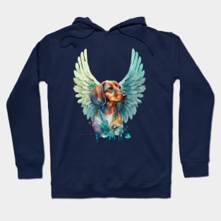 Watercolor Dachshund Angel 2 Hoodie